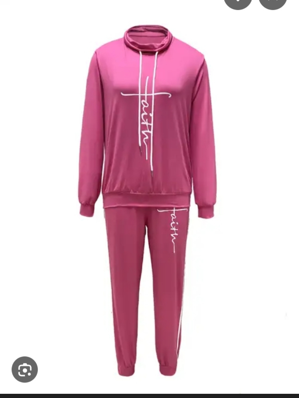 Pink 'Faith' Letter Print Two-Piece Sweatsuit Set